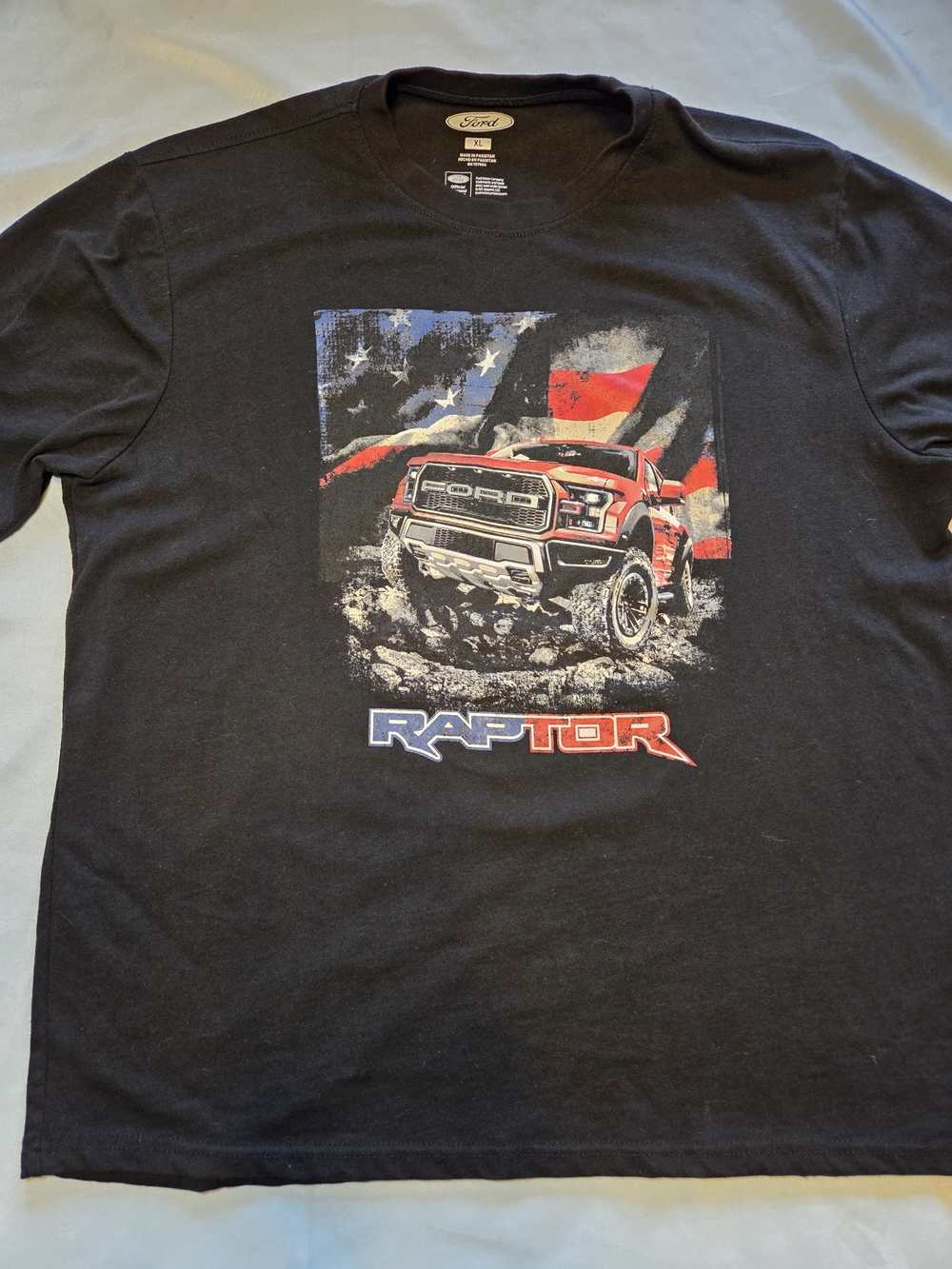 Ford Raptor Graphic T Shirt XL Black American Flag Truck Tee - Picture 2 of 6